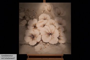 KUNSTLOFT Gemälde Reinheit der Blumen 80x80 cm, Leinwandbild 100% HANDGEMALT Wandbild Wohnzimmer