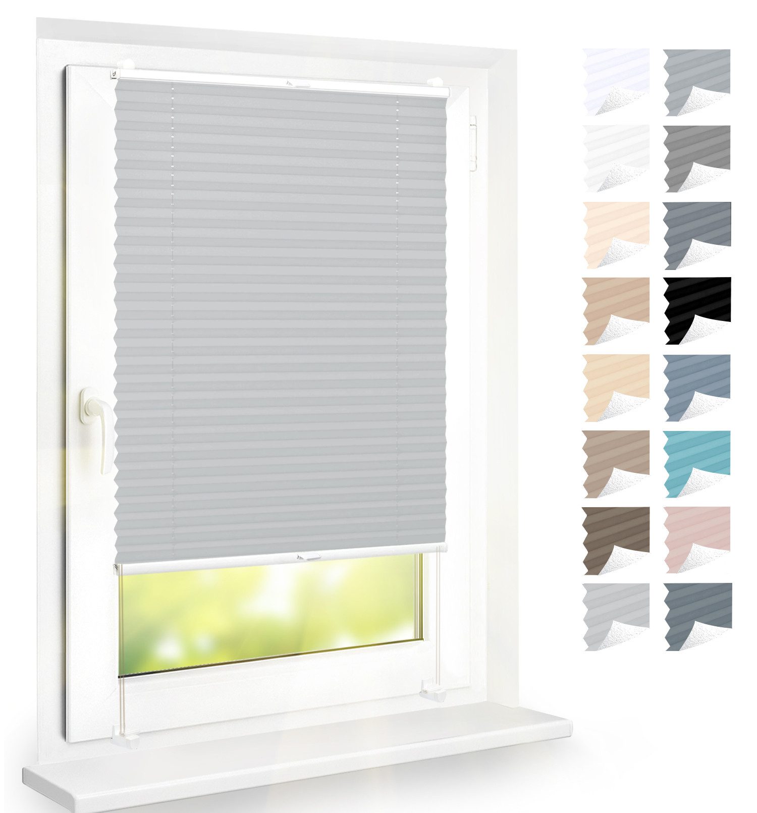 DomDeco Plissee Premium Thermo Plissee ohne Bohren, Sichtschutz, lichtdurchlässig, blickdicht, Klemmfix und Schraubmontage, Hitzeschutz, Stufenlos, verspannt, UV-beständig