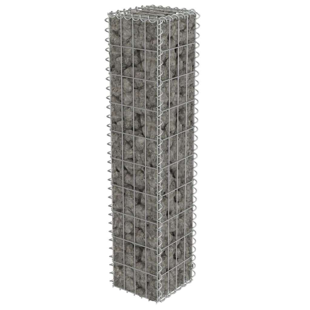 vidaXL Gabionenzaun, Gabionenwand mit Abdeckung Verzinkter Stahl 20×20×100 cm