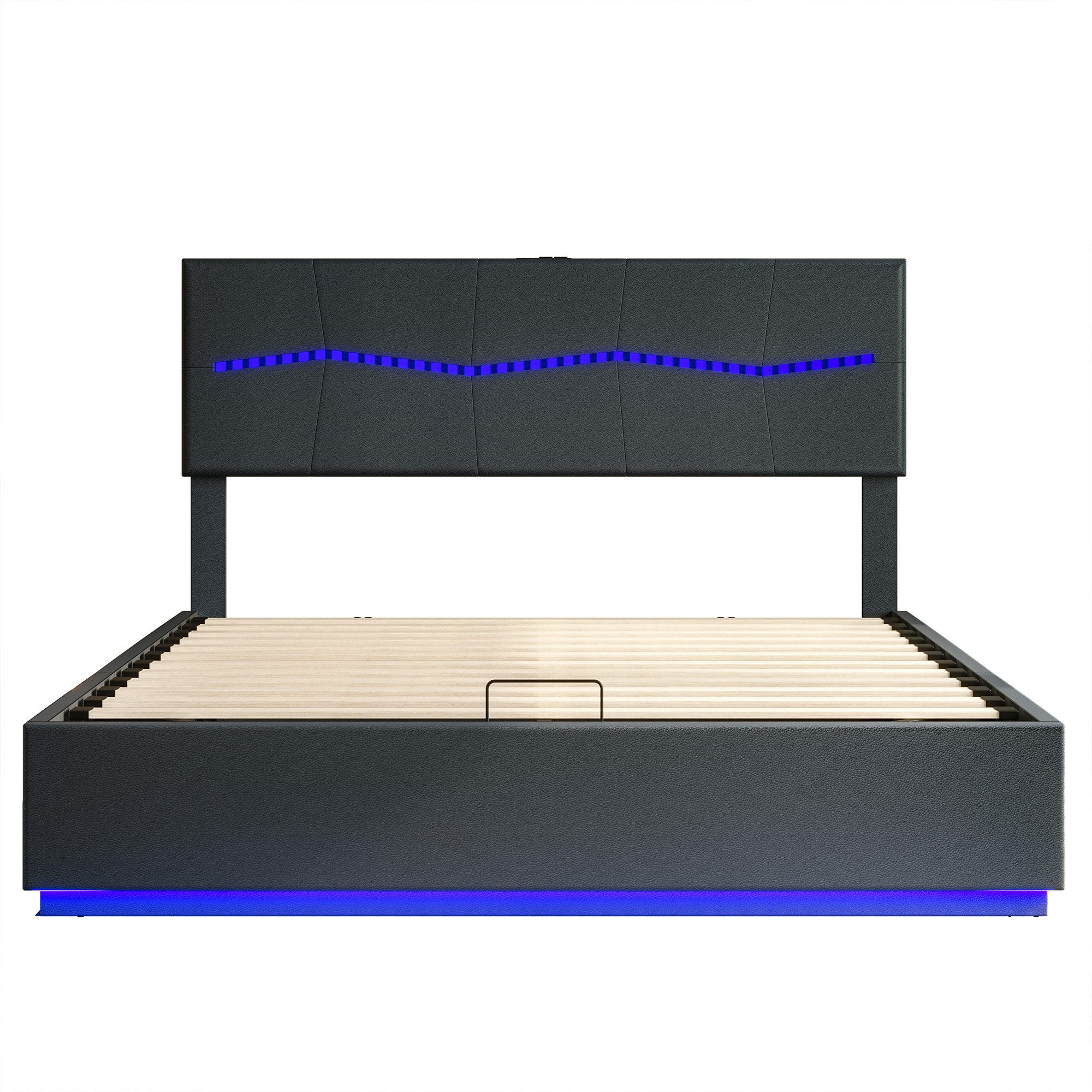 Furnishings Home Polsterbett Stauraumbett Doppelbett LED (Hydraulisch hebba günstig online kaufen