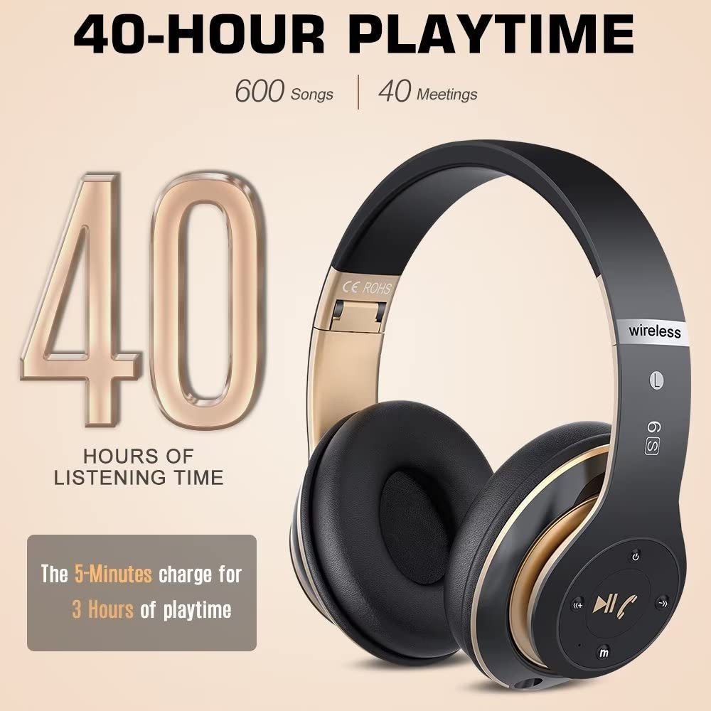 Ophy Over-Ear Bluetooth Kopfhörer (5.3) mit 6 EQ Modi – 40 Std Laufzeit Bluetooth-Kopfhörer (Hi-Fi-Stereo, HD-Mikrofon, FM, SD/TF – kabellos & kabelgebunden)