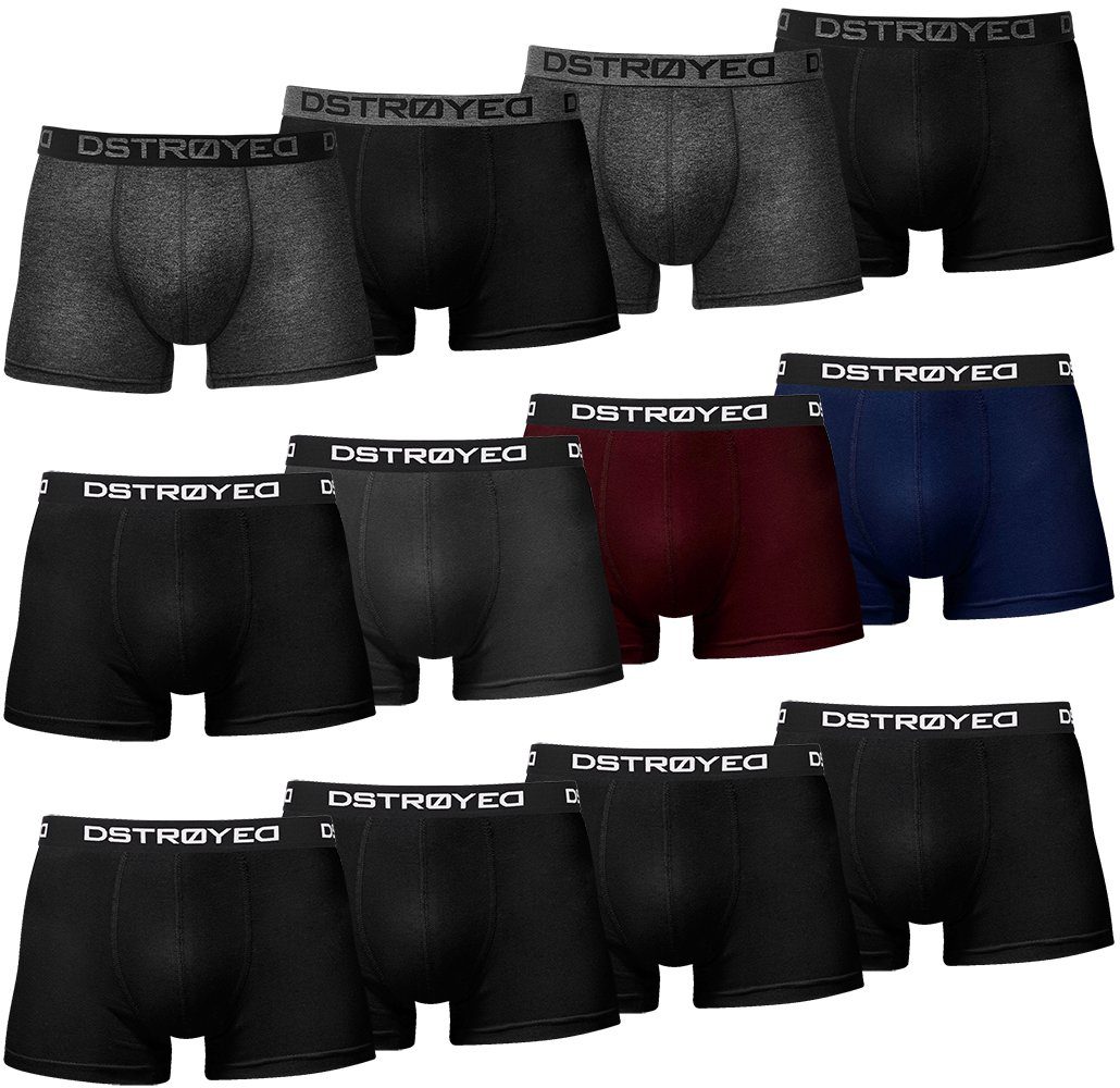 DSTROYED Boxershorts Herren Männer Unterhosen Baumwolle Premium Qualität perfekte Passform (Spar-Pack, 12er Pack) S - 7XL 318a-mehrfarbig