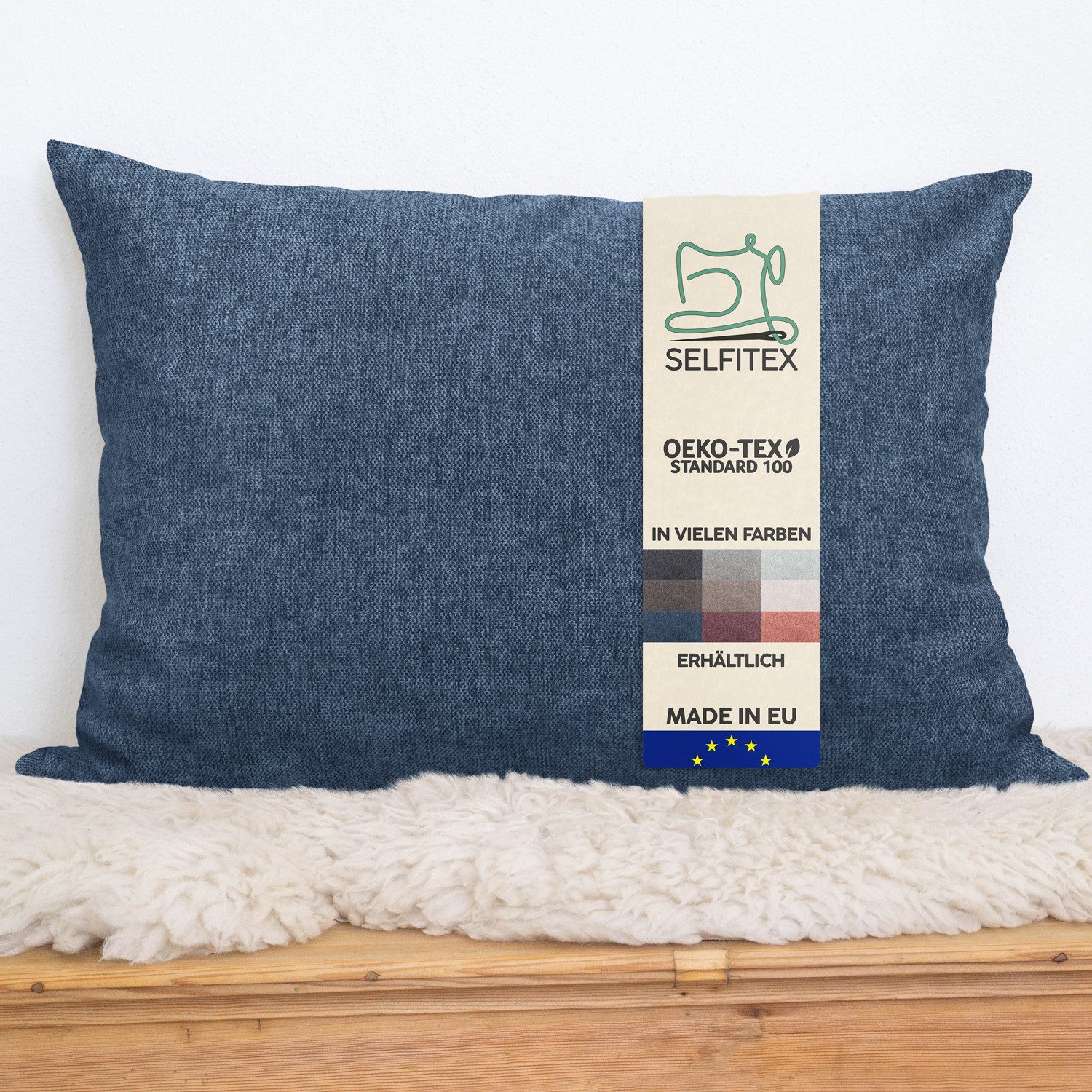 Selfitex Dekokissen 60x80 / 80x80 inkl. Füllkissen, große Farbauswahl, für Couch, Sofa und Bett