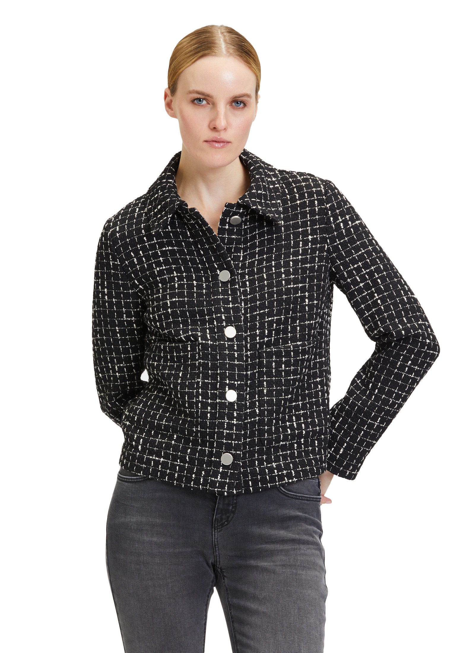 Cartoon Canvasjacke Cartoon Tweedblazer mit Taschen