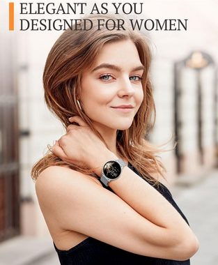BANLVS Damen Telefonfunktion Always-On-Display, IP68 Wasserdichter Armband Smartwatch (1.32 Zoll, Andriod iOS), mit Herzfrequenz/SpO2/Schlafmonitor/Menstruationszyklus FitnessTracker