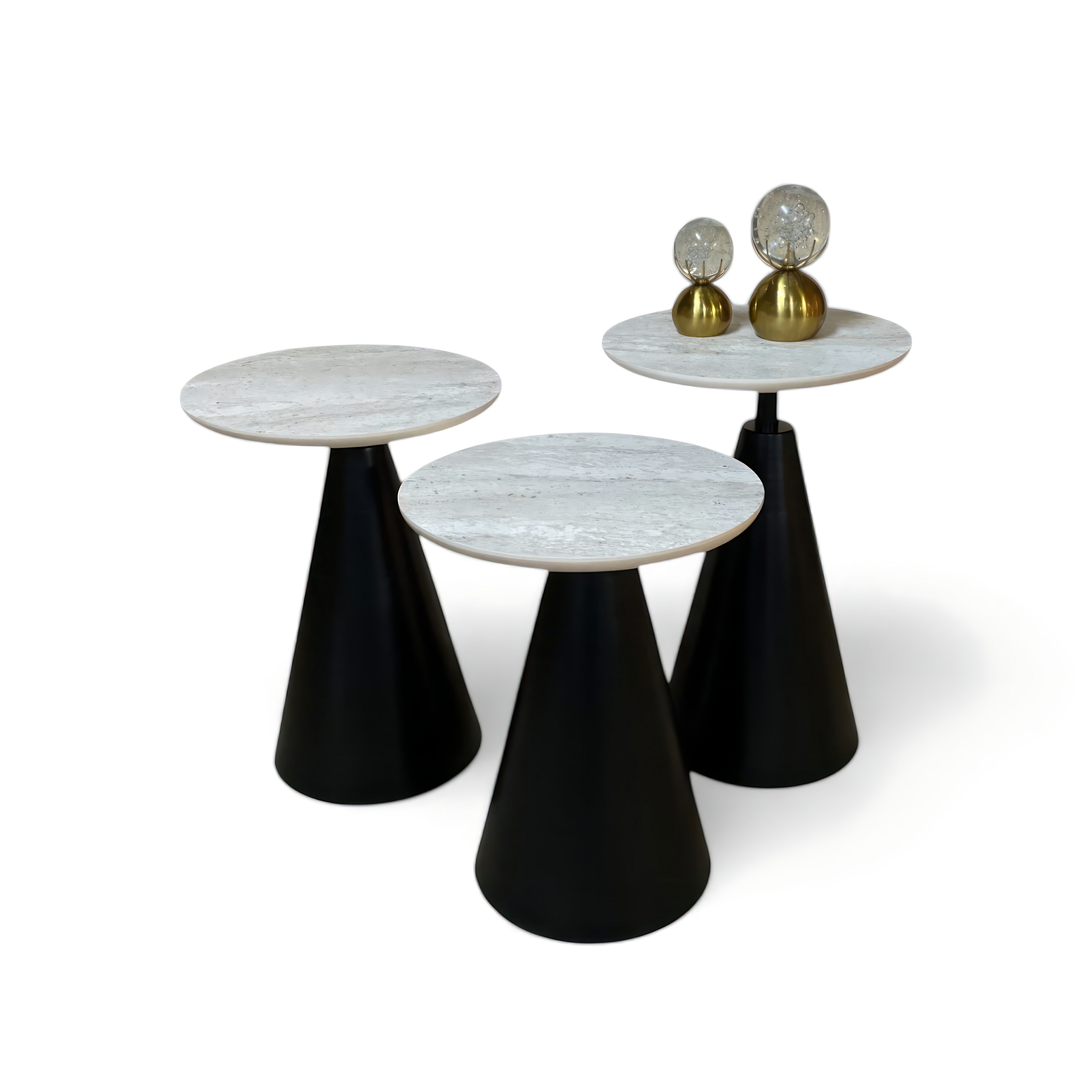 Xlmoebel Beistelltisch XLMOEBEL runder Tisch mit Holzuntergestell in modernem Design (3-teilig, 3-St., Beistelltisch 1, Beistelltisch 2, Beistelltisch 3), Made in Europa