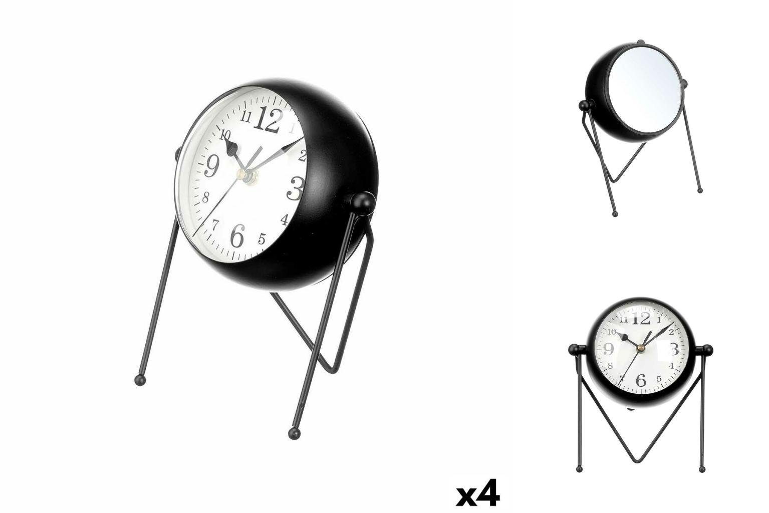 Gift Decor Uhr Tischuhr Schwarz Metall 18 x 21 x 12 cm 4 Stück