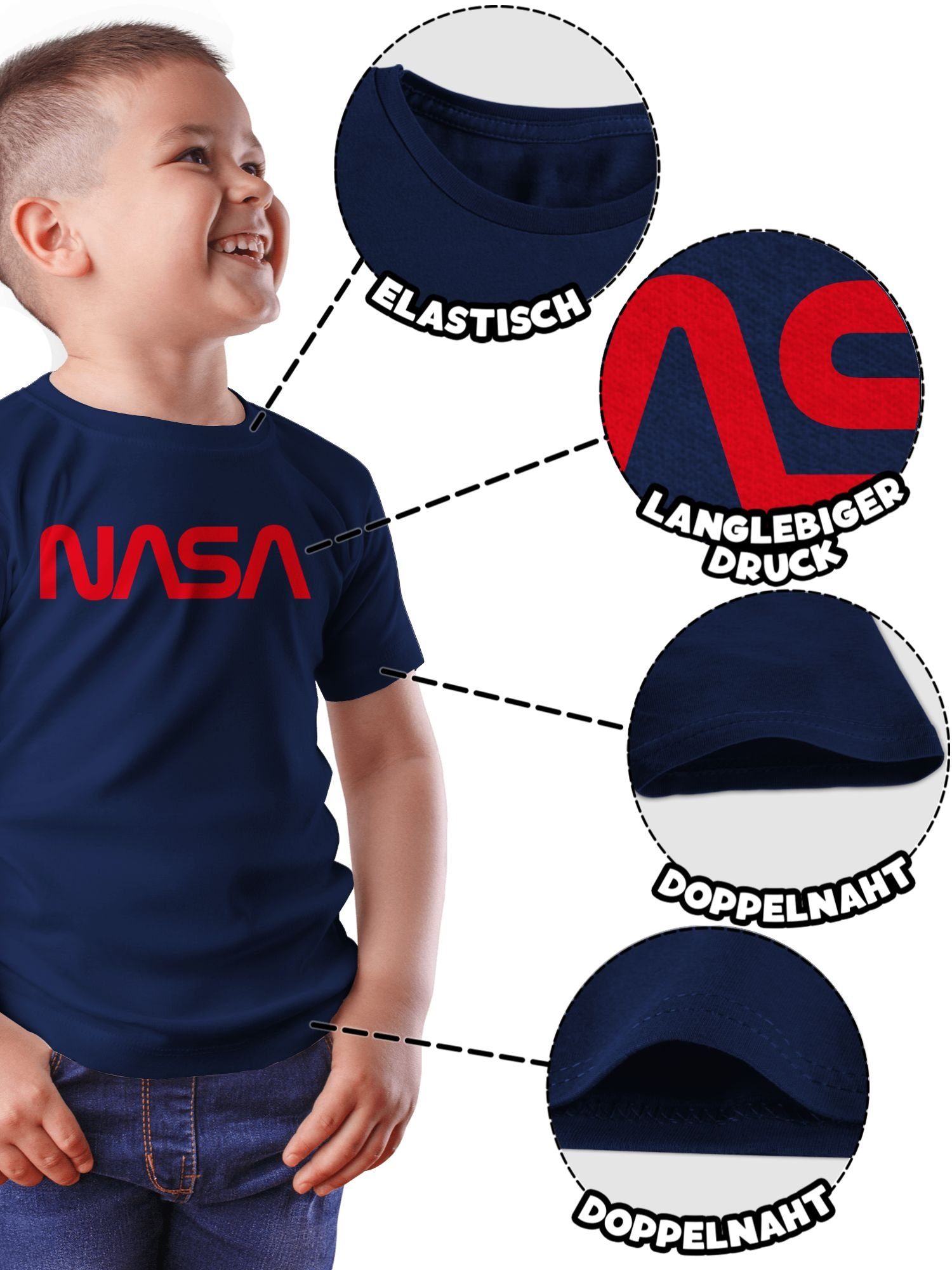 Shirtracer T-Shirt Kinderkleidung Mondlandung Astronaut 1 Co Nasa und - Raumfahrt Weltraum Dunkelblau