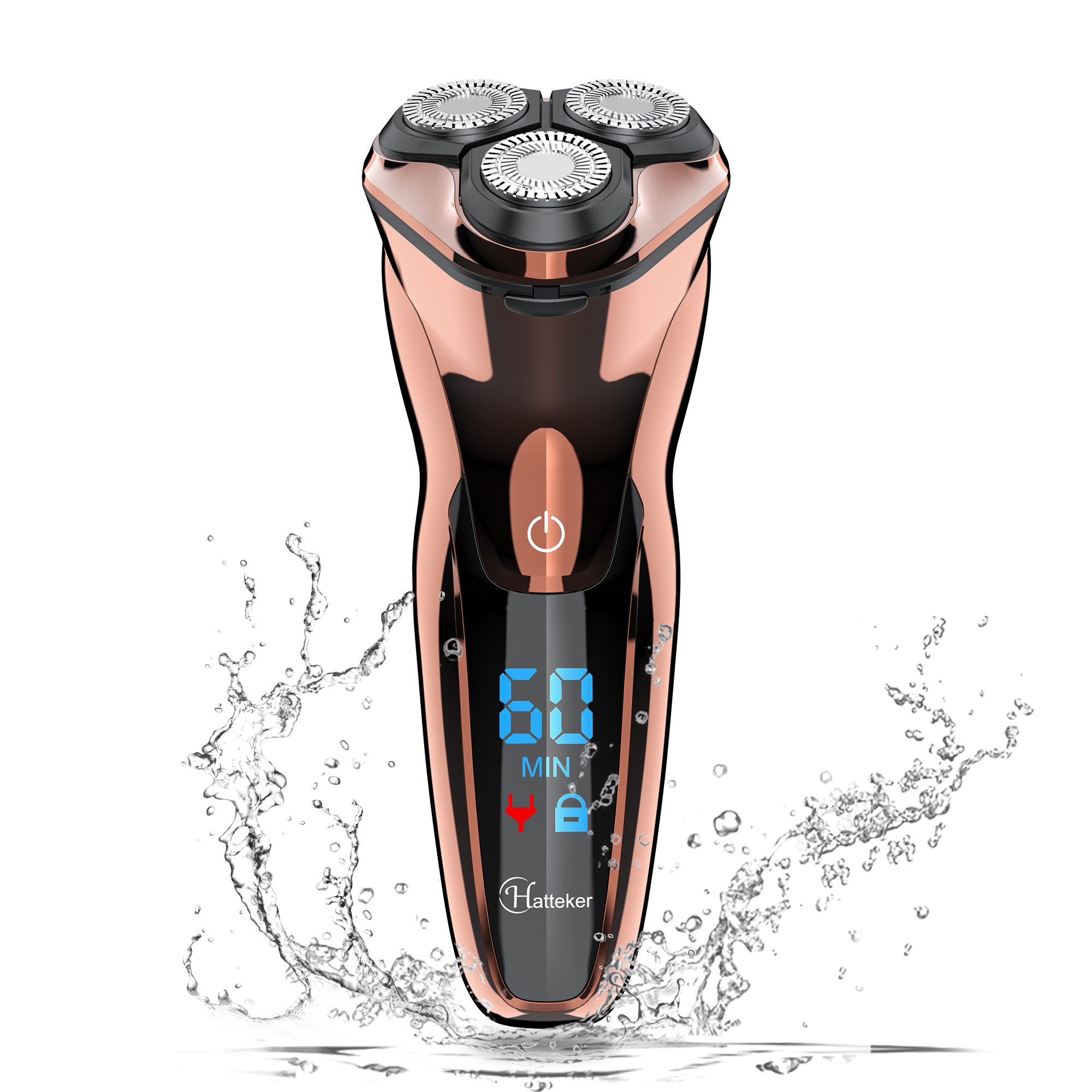 HATTEKER Elektrorasierer RSCX-7572, Aufsätze: 1, Langhaartrimmer, Bartschneider, Wet&Dry, LED-Display