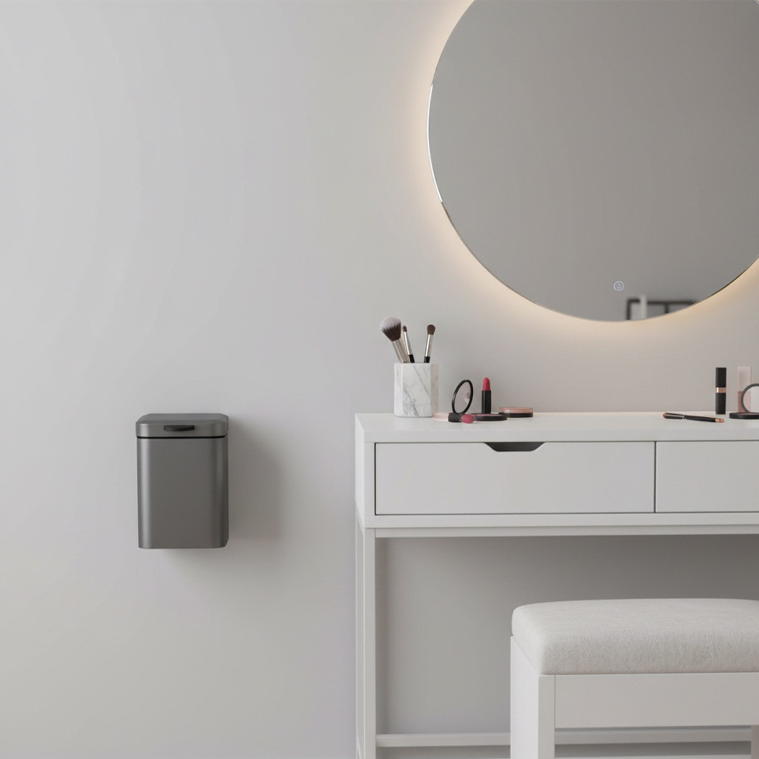 relaxdays Kosmetikeimer Wandmontage 3 Lit, grau