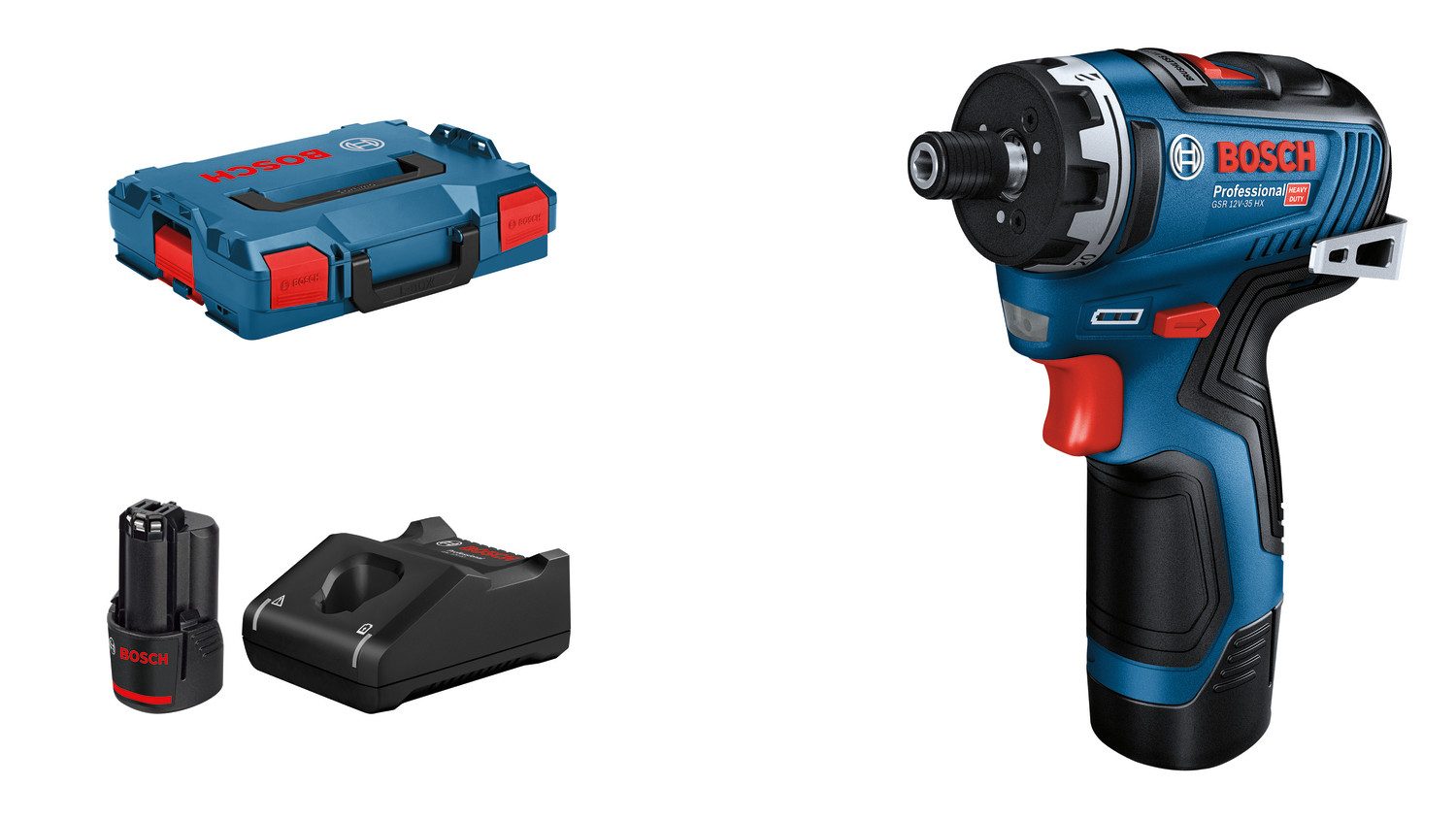 Bosch Professional Akku-Bohrschrauber »GSR 12V-35 HX«, Inkl. 2x 3,0Ah Akkus und Schnellladegerät GAL 12V-40, in L-BOXX