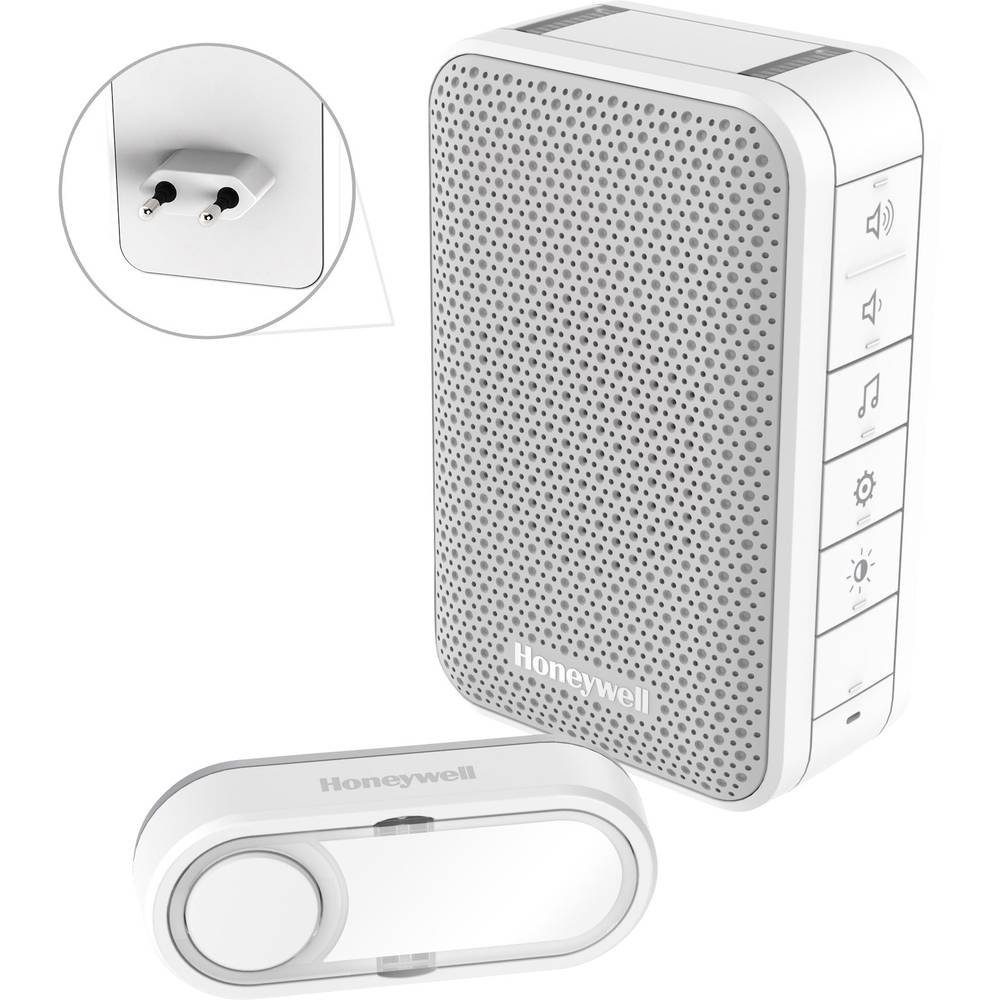 Honeywell Smart Home Türklingel Funk-Gong-Set Steckdose mit Klingeltaster DC313SP2