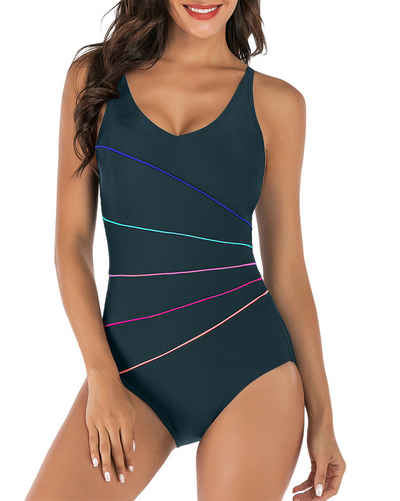 Orient Phoenix Badeanzug Damen-Badeanzug Bauchkontrolle hohe Taille Wickel-Schwimmanzug Sommer-Bikini mit Raffhalter Badeanzug einteiliger Schwimmanzug