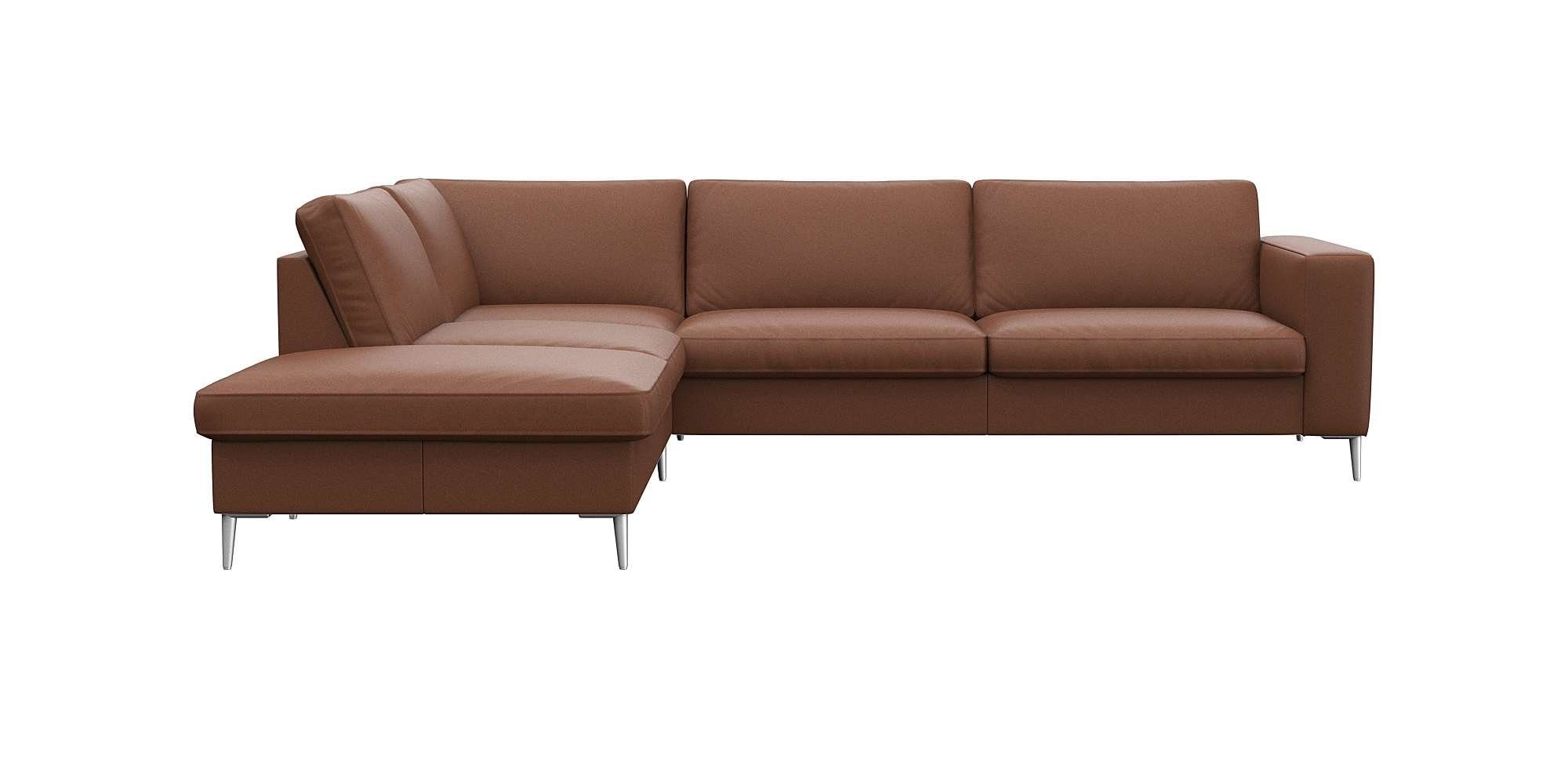 FLEXLUX Ecksofa Fiore, super Sitzkomfort durch Kaltschaum im Sitz, L-Form, breite Armlehnen, Füße Alu