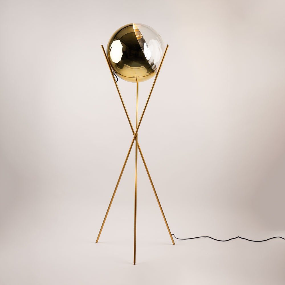 Glaskugel Gold, Stehlampe verspiegelt s.luce Dreibeinleuchte 40cm Gold Orb