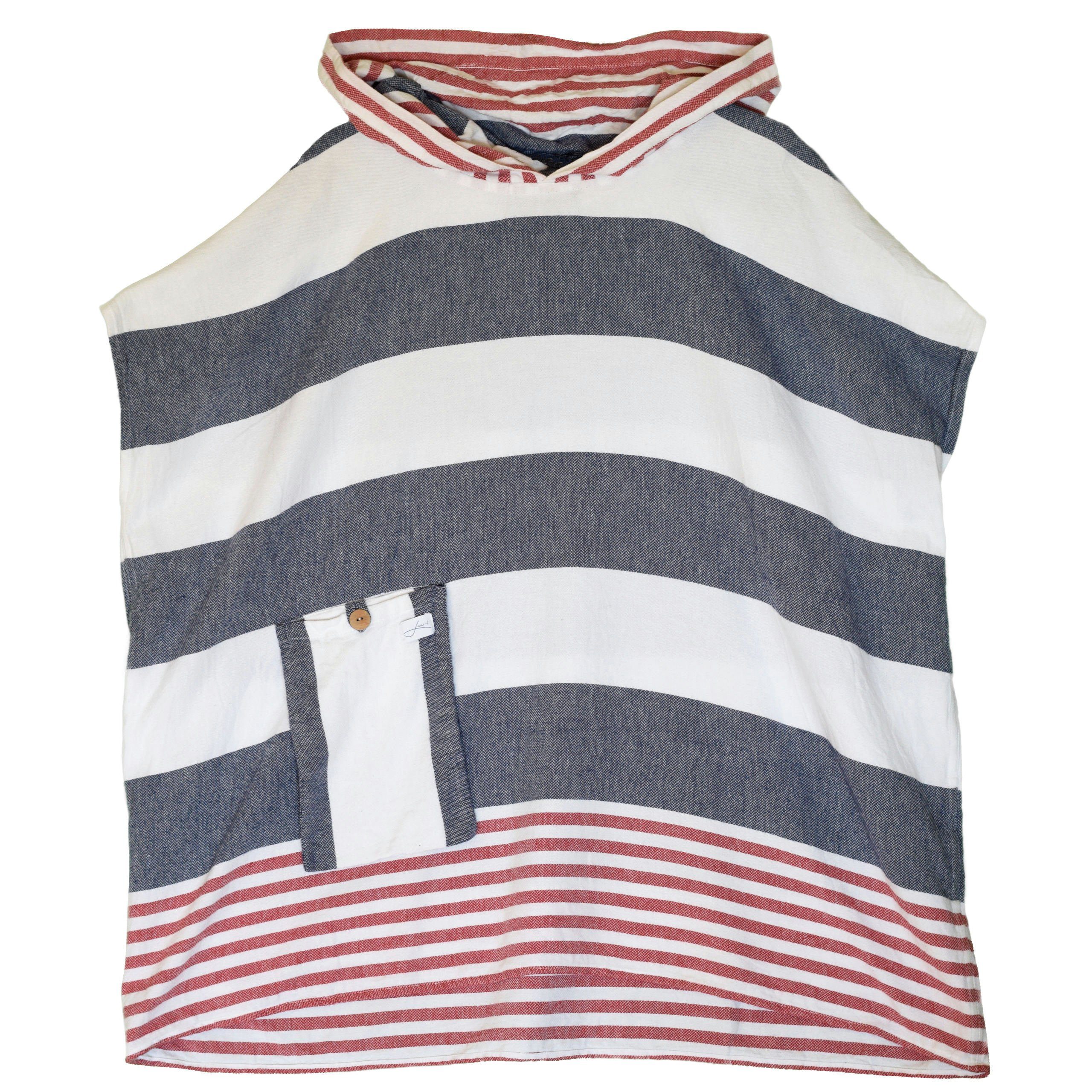 Lou-i Badeponcho Badeponcho bunt gestreift Made in Germany Surfponcho - Badeumhang, Kapuze, mit Kapuze und Tasche