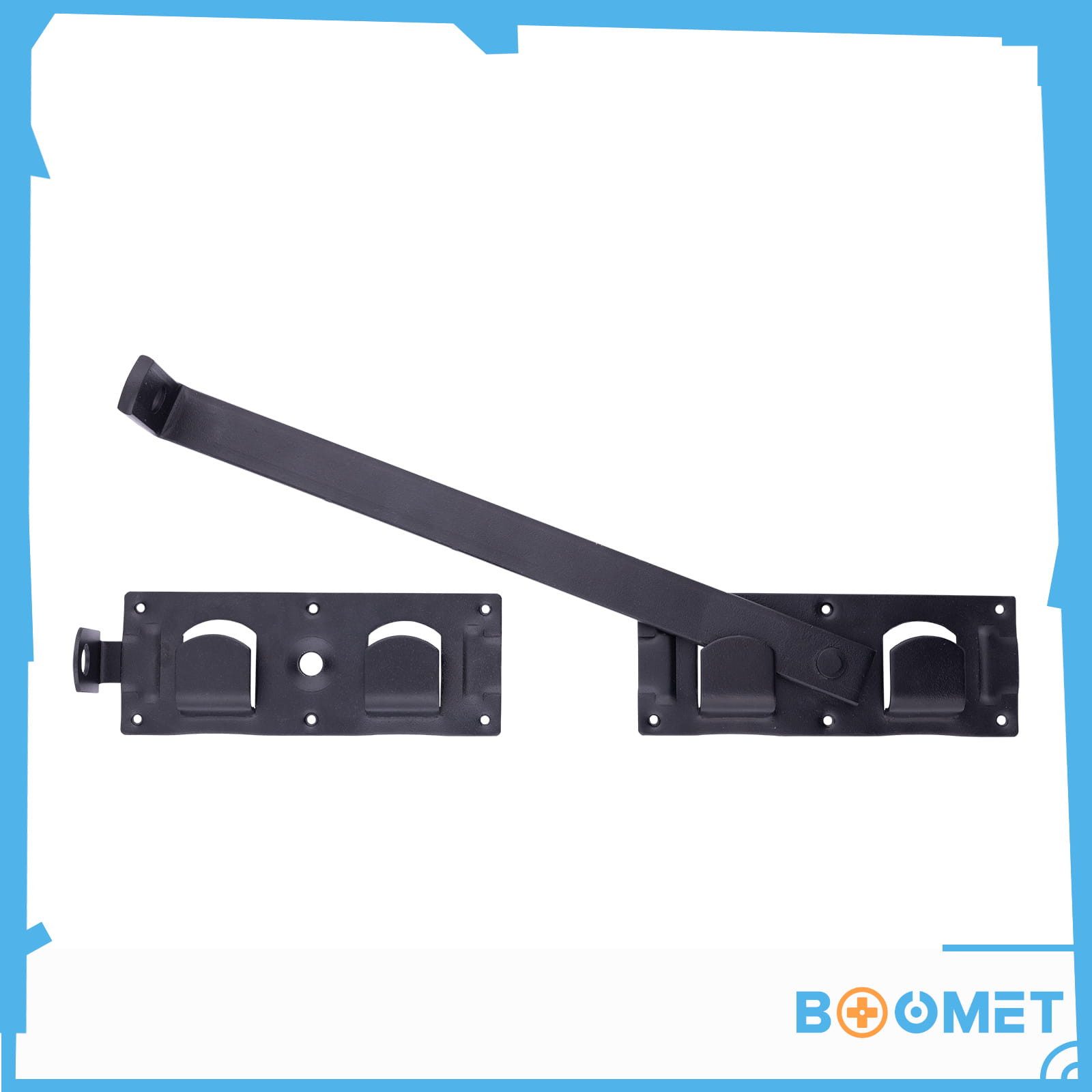 BOOMET Türriegel Doppeltorüberwurf schwarz, (1-tlg., Schagladenüberwurf Türbeschlag), Torfalle für Doppeltore · Torverrieglung · Torverschluss – Bild 4 von 5