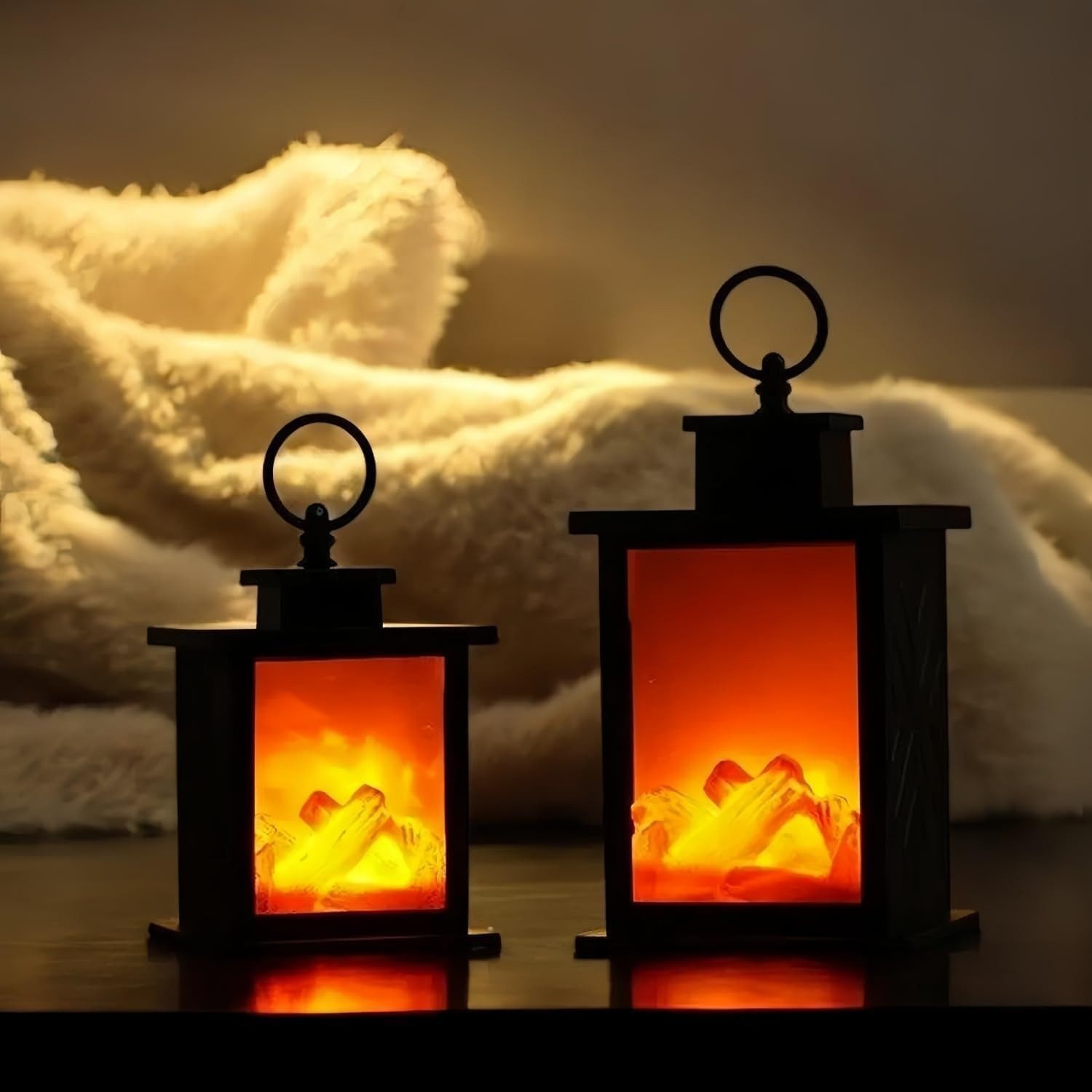 MUPOO LED Laterne LED Kamin USB-/Batteriebetrieben LED Dekolicht 3D-Flammen günstig online kaufen