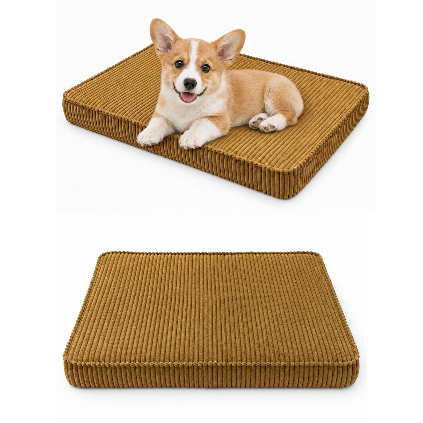 FORTISLINE Hundebett HUNDEBETT HUNDEKISSEN HUNDEMATTE CORD 45x65x8 CM HONIGGELB, Cord