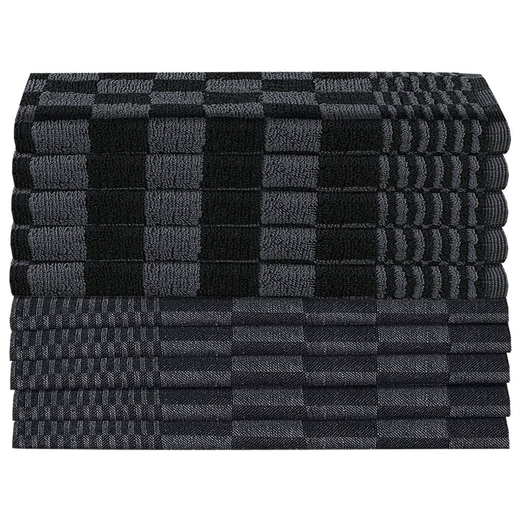 Handtuch-Set Schwarz 10-tlg Grau Baumwolle vidaXL Handtuch und