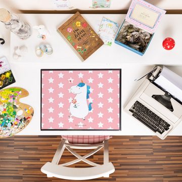 Mr. & Mrs. Panda Schreibtischunterlage Einhorn Spaziergang - Rot Pastell - Geschenk, Schreibtischauflage, Sc, (1 tlg)