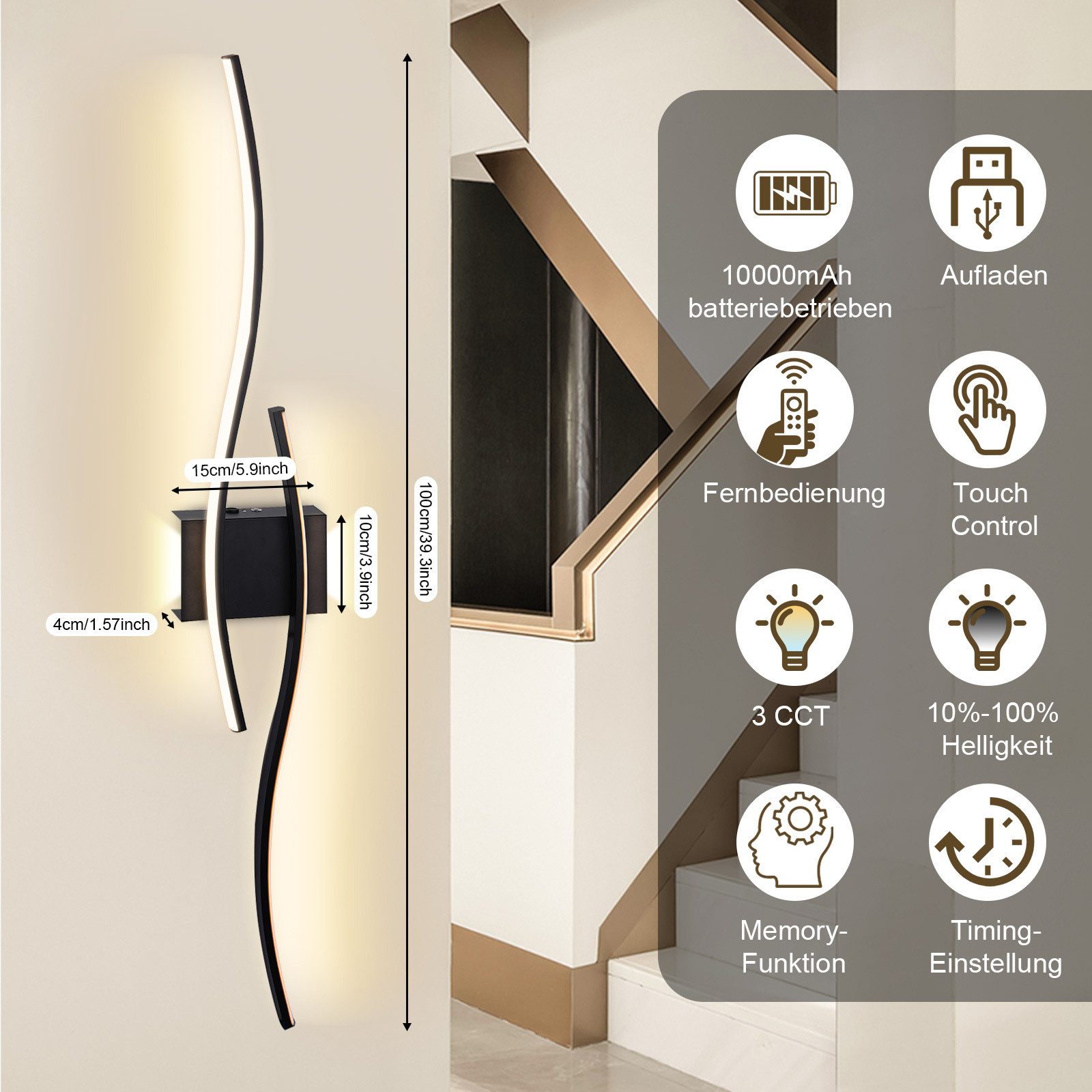 Jibenhome Wandleuchte LED Wandleuchte Innen Wandlampe günstig online kaufen