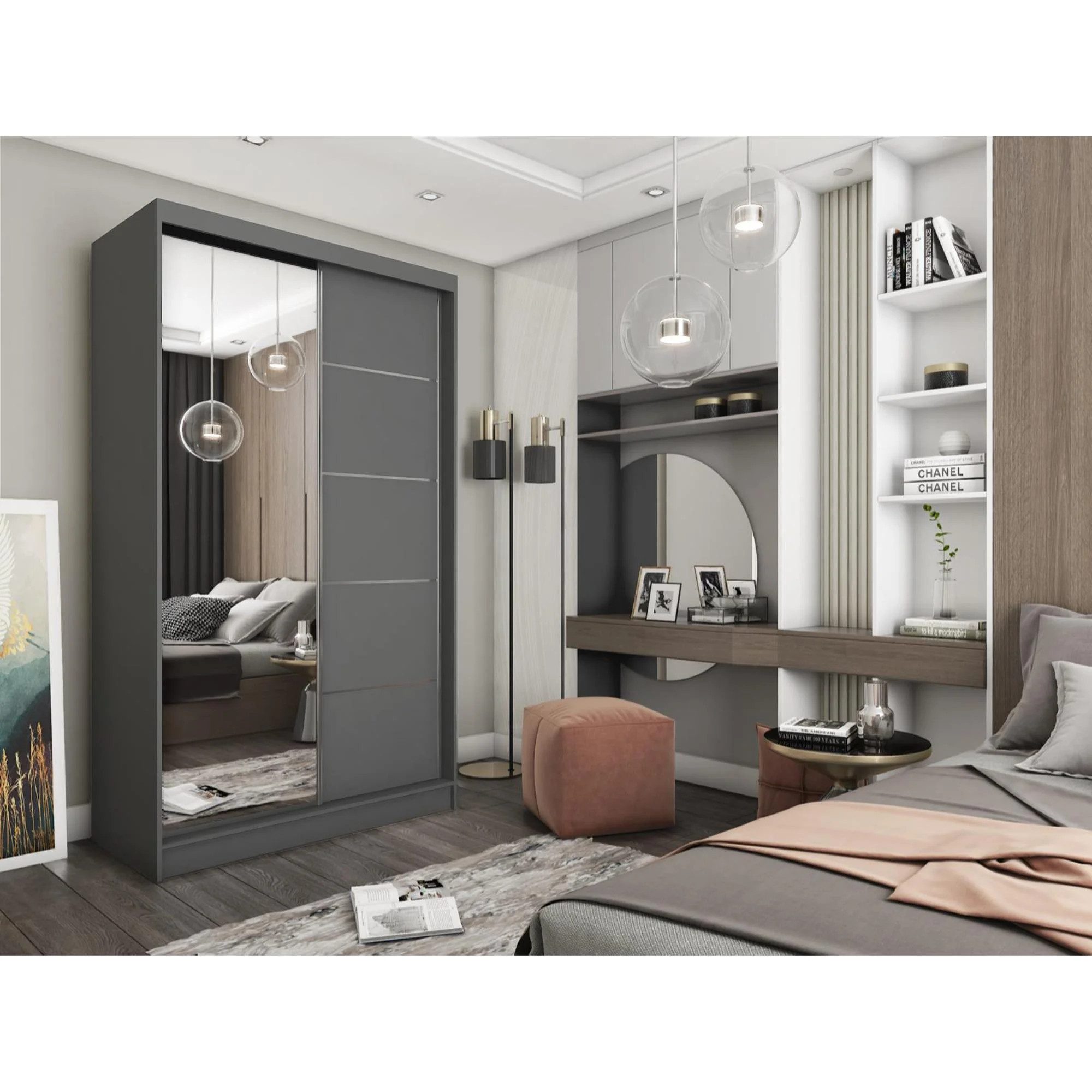 Beautysofa Schiebetürenschrank MARIKA II mit Schubladen, Spiegeln und Kleid günstig online kaufen