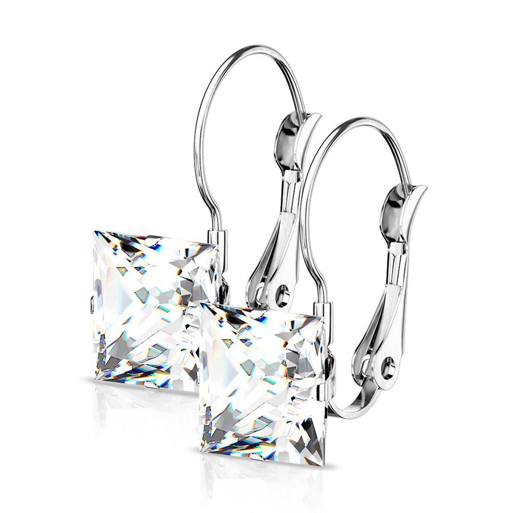 Ohrring-Set Ohrhänger Kristall eckig Silber aus Edelstahl Damen