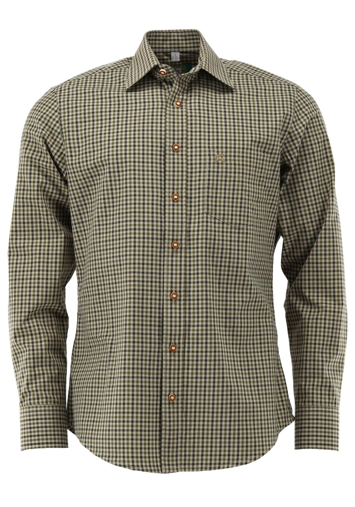 OS Trachten Outdoorhemd Tupopa Langarm Jagdhemd mit Hirsch-Stickerei auf de günstig online kaufen