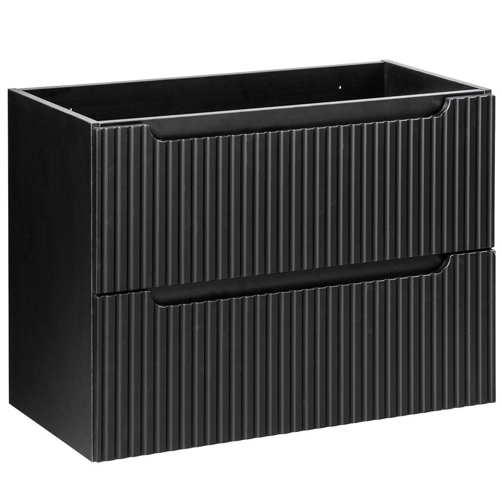 Lomadox Waschbeckenschrank NEWPORT-56-BLACK 80cm Badschrank 2 Auszüge schwa günstig online kaufen