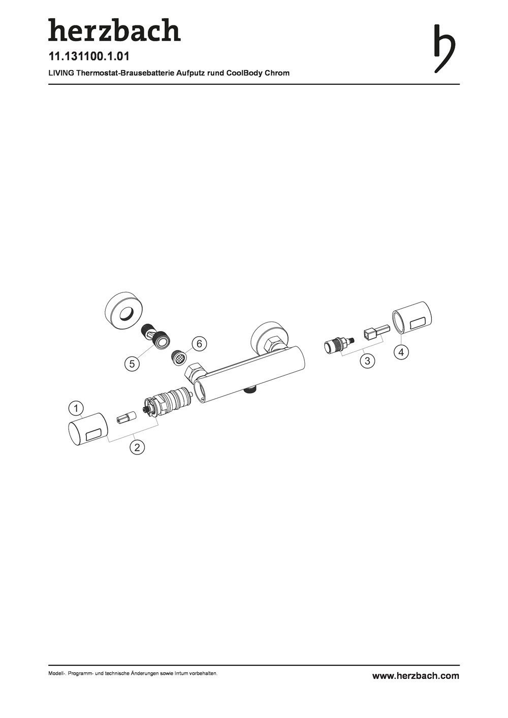 Herzbach Brausethermostat HB Living Brausethermostat AP Cool- Body runder Körper Chrom (1-St)