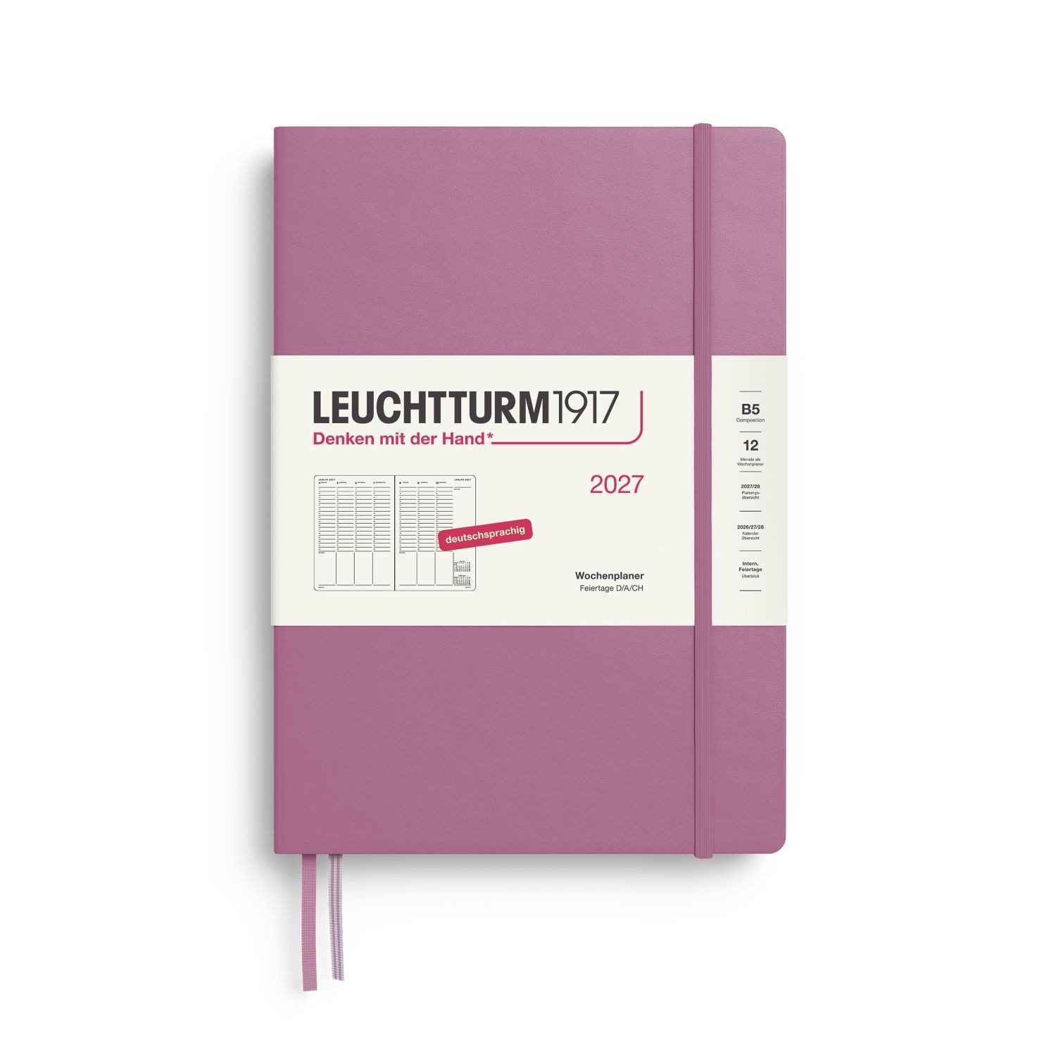 Leuchtturm1917 Taschenkalender Wochenplaner 2027 Composition B5 Hardcover Dusty Rose