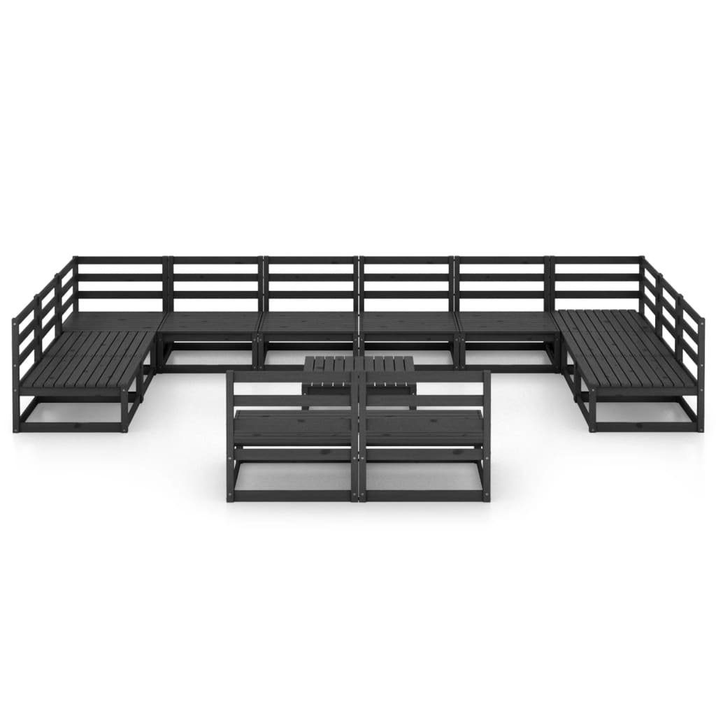 vidaXL Gartenlounge-Set 13-tlg. Garten-Lounge-Set Massivholz Kiefer, (1-tlg) Schwarz