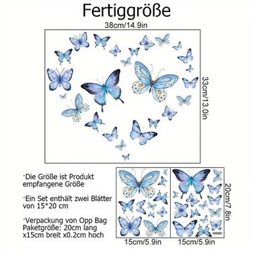 RefinedFlare Wandtattoo Selbstleuchtender Aufkleber mit blauem Schmetterling, Heimdekoration