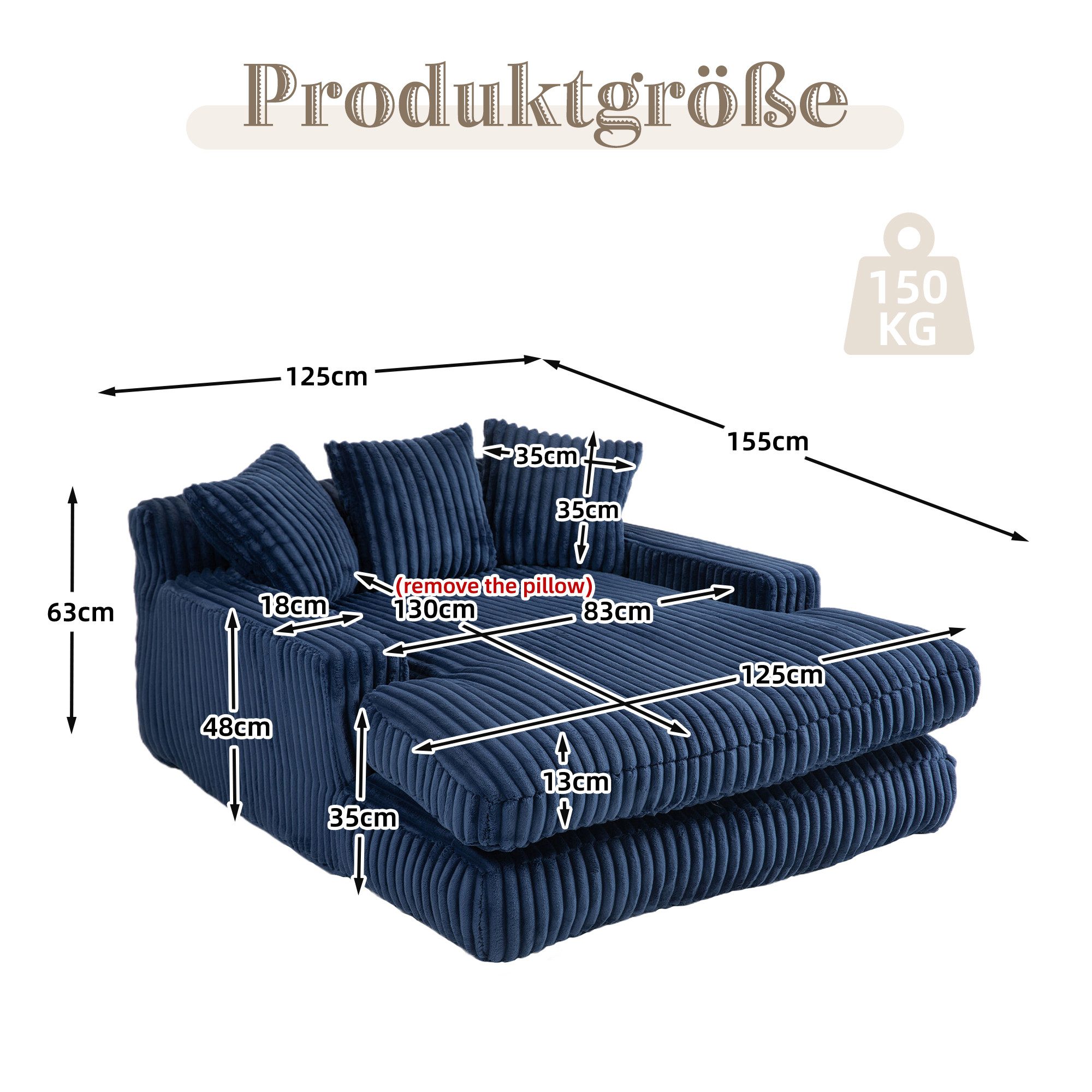 Celya Sofa Cord-Schlafsofa mit 3 Kissen,Bequemes günstig online kaufen