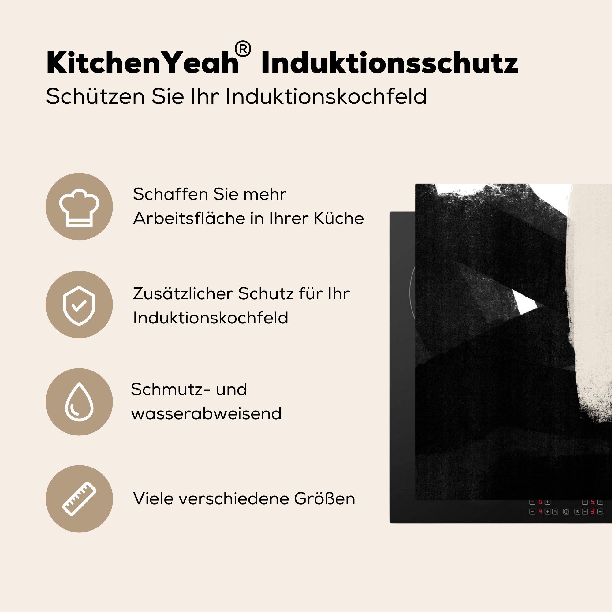 Vinyl, MuchoWow Induktionskochfeld Herdblende-/Abdeckplatte (1 die 81x52 - küche, tlg), Abstrakt Minimalismus, für Pastell Schutz - cm, Ceranfeldabdeckung
