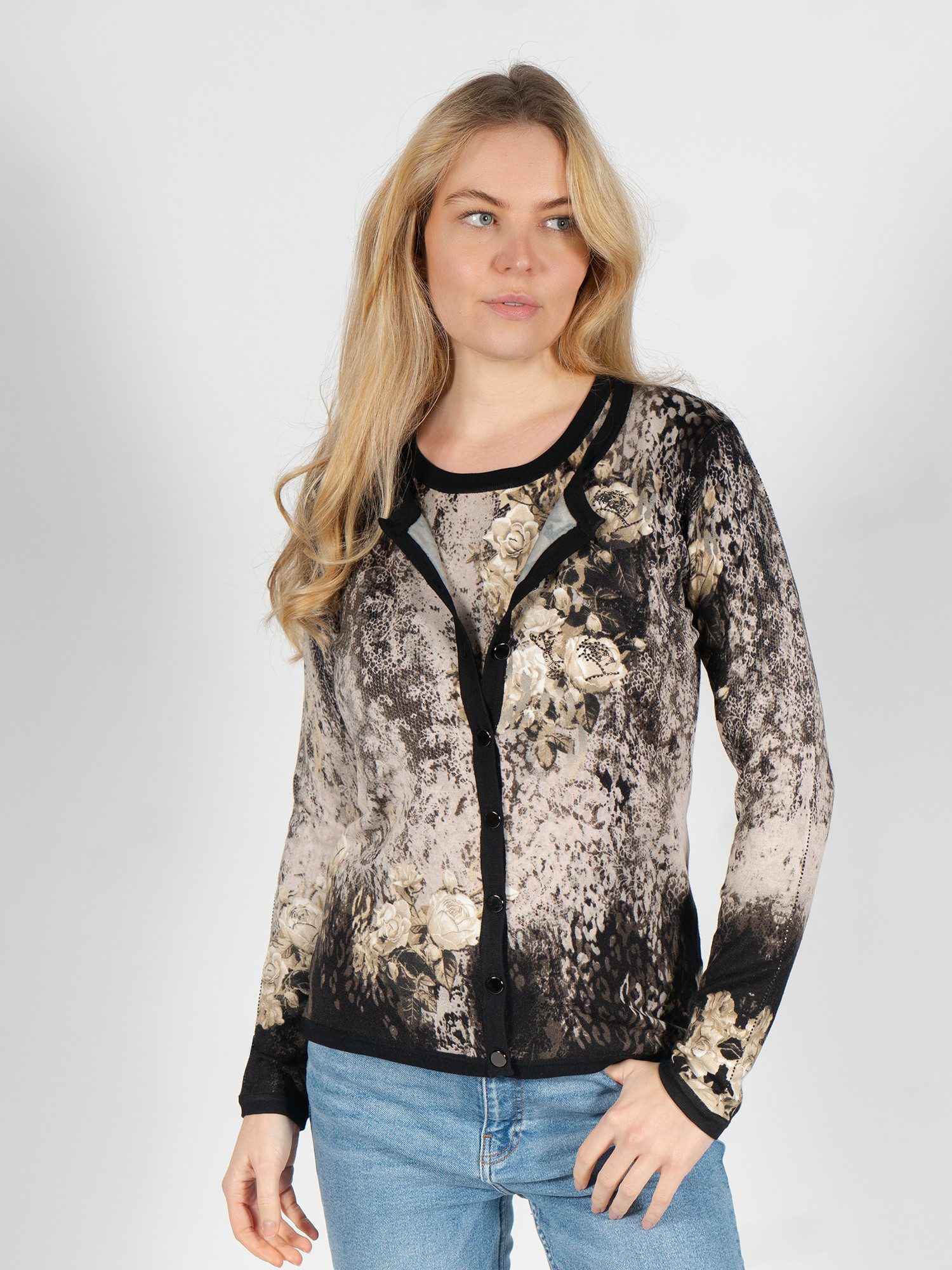Passioni Cardigan Twinset mit abstraktem Blumen-, günstig online kaufen