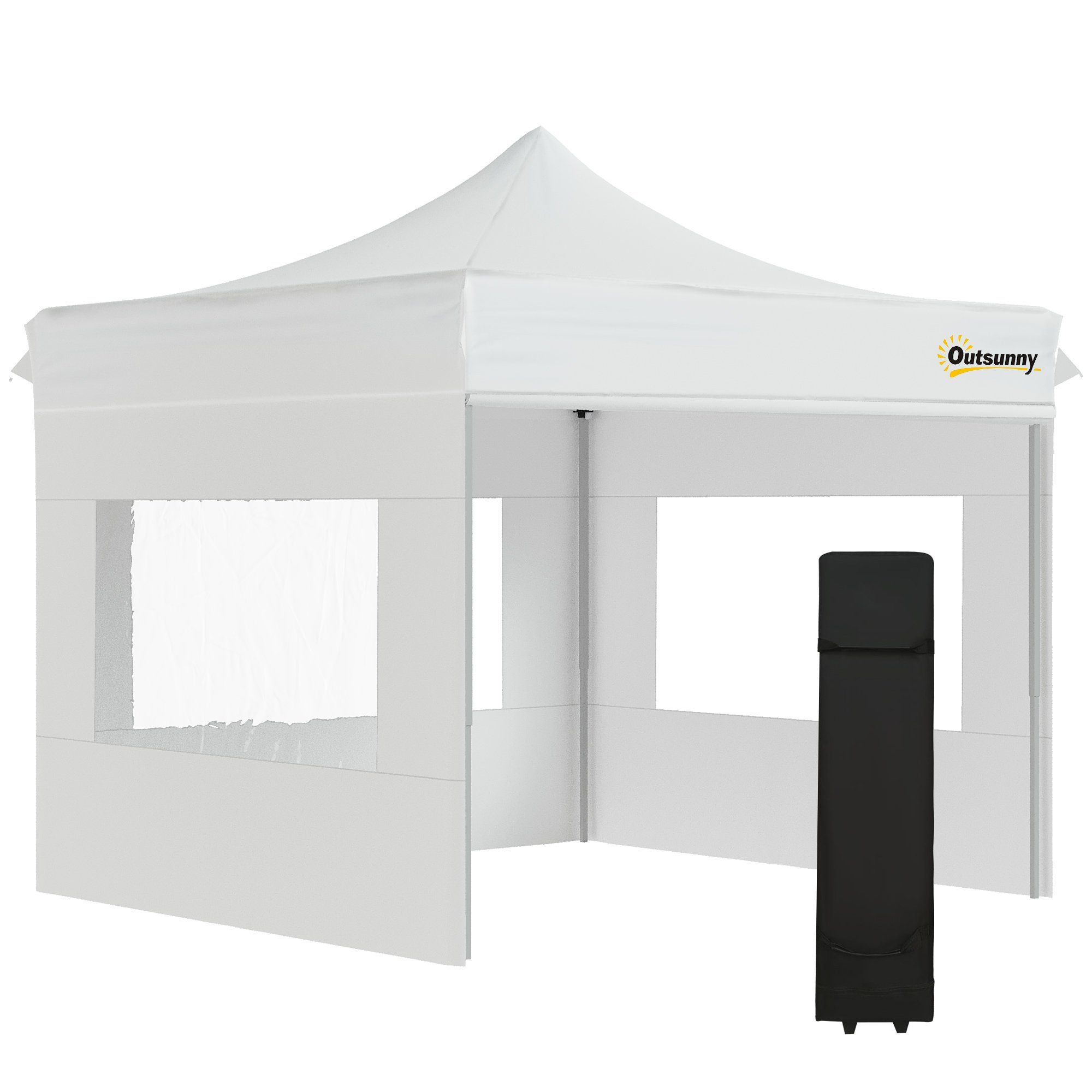 Outsunny Faltpavillon Pavillon Gartenzelt mit Seitenwänden Pop-up-Zelt wasserdicht Weiß, mit 4 Seitenteilen, (Set, wasserdicht Gartenpavillon), 300L x 300B x 320H cm