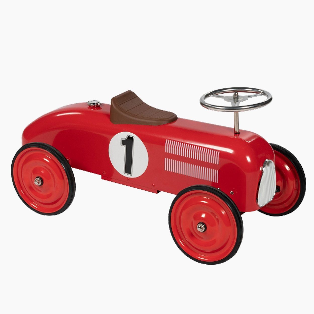 goki Rutscherauto Rutscherfahrzeug rot, (packung, 1-tlg., unmontiert), Durch die Gummireifen sehr geräuscharm.