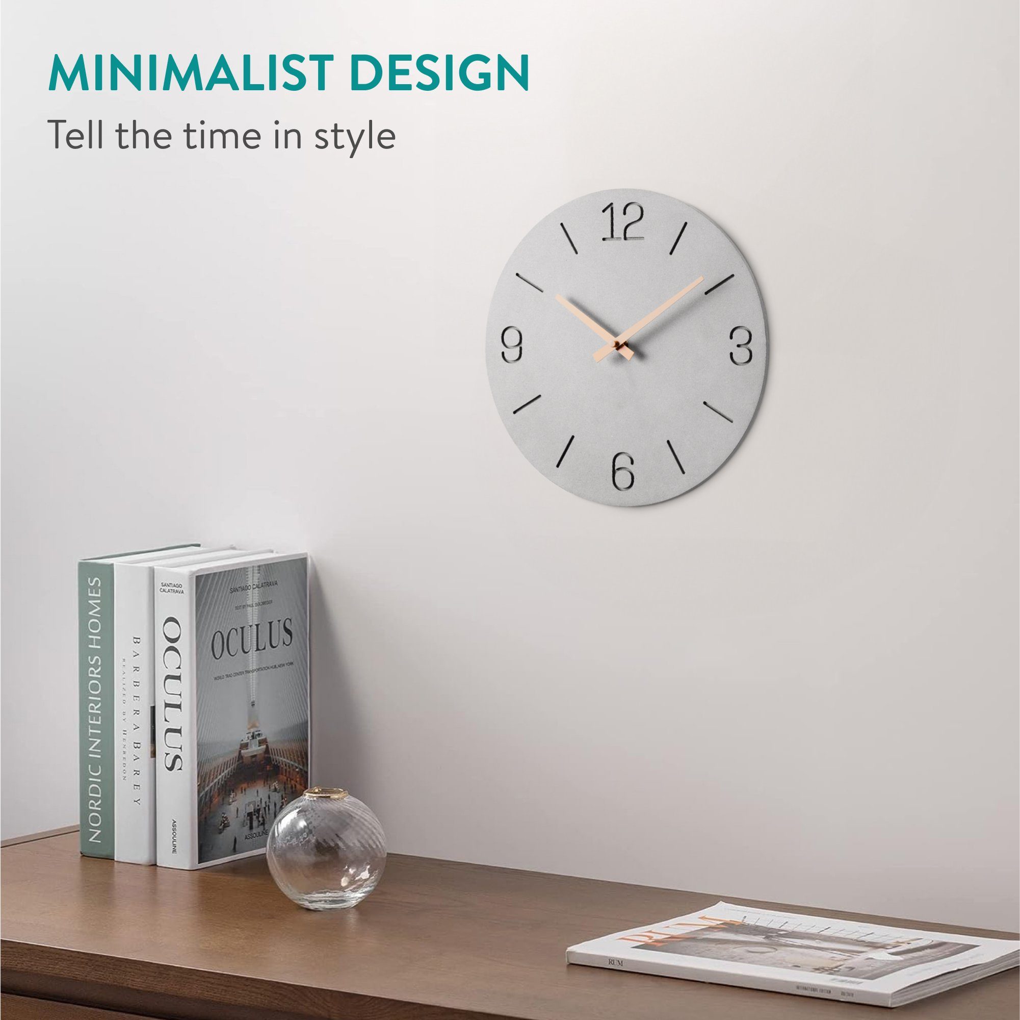 Navaris Wanduhr Analog Wanduhr rund - Ø 30,5 x 4,4 cm - analoge Deko Uhr günstig online kaufen