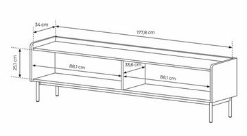 Furnix TV-Schrank Niklaus 181 Lowboard mit zwei Schränken Metallfüße Beige Design & Funktionalität, 181x50,2x38 cm