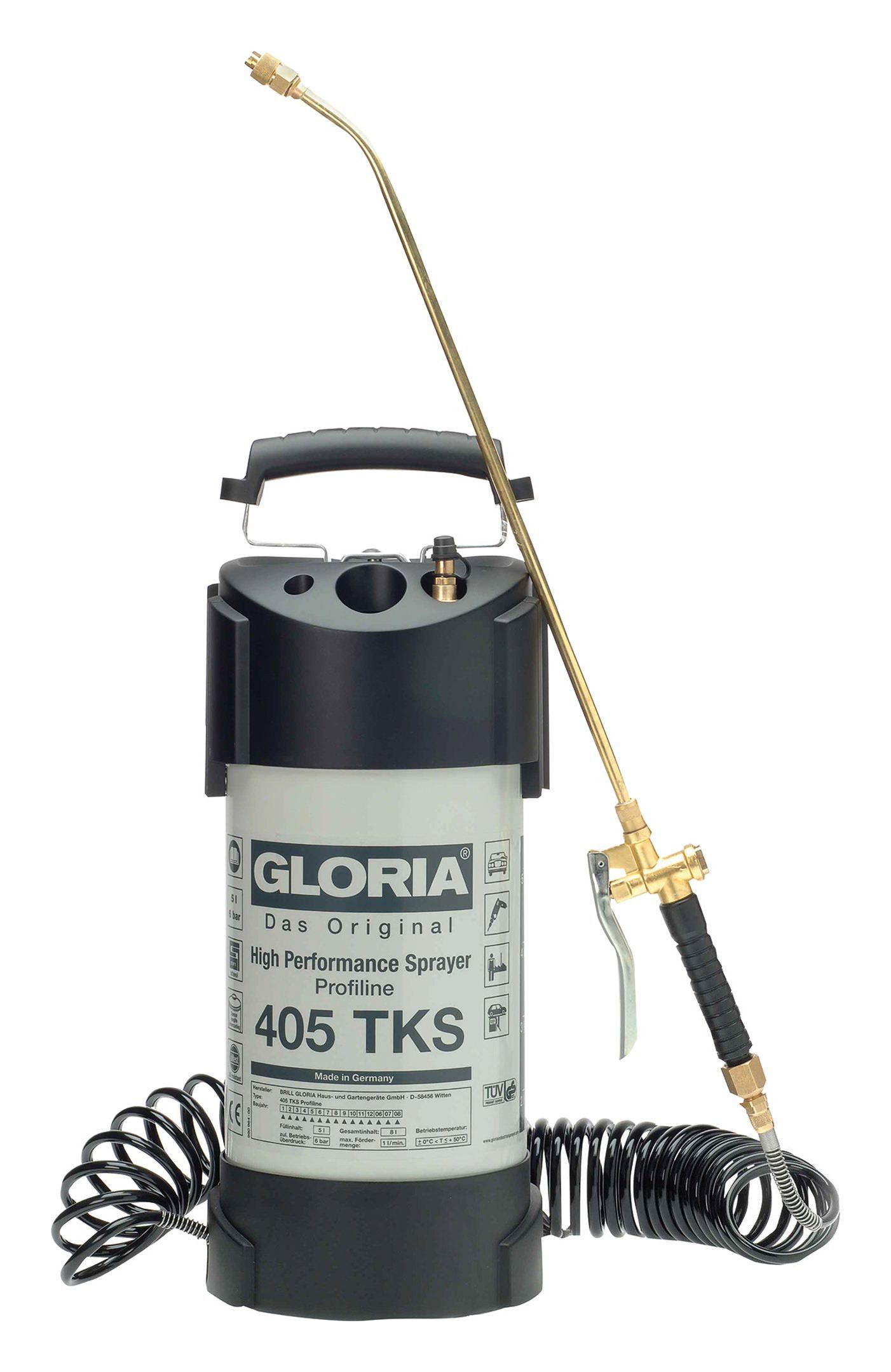Gloria Garten Drucksprühgerät, Hochleistungssprühgerät Profiline Stahl TYP 405TKS