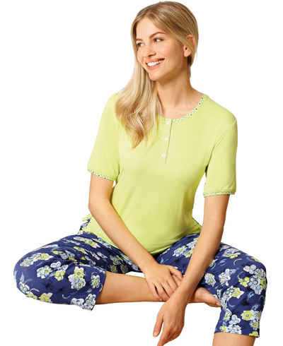 Hajo Pyjama Damen-Schlafanzug Single-Jersey Blumen