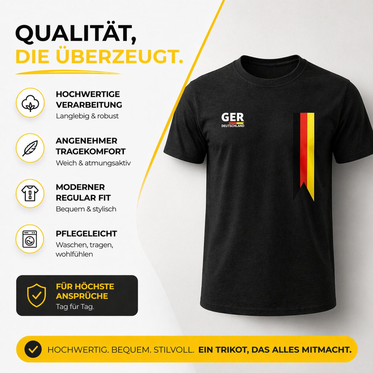 Athlejoy Fußballtrikot WM 2026 Deutschland Trikot – Fußball T-Shirt mit Flagge