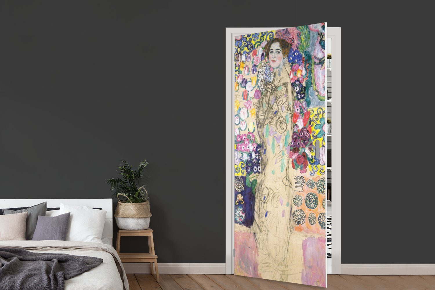 Klimt, Ria Munk Matt, Bildnis III bedruckt, Gustav cm Türtapete Türaufkleber, St), (1 MuchoWow der Fototapete Tür, für - 75x205