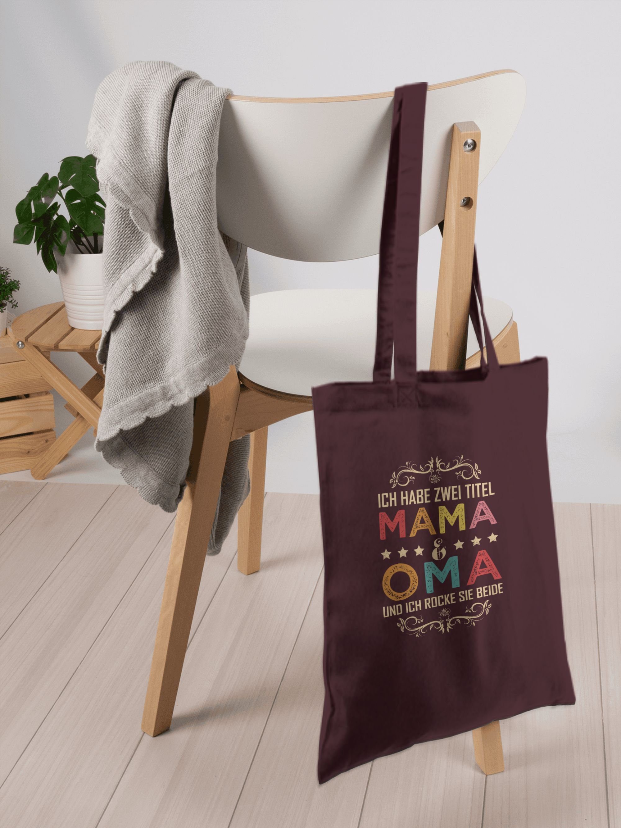 Shirtracer Umhängetasche Geschenk Muttertagsgeschenk zwei Oma habe - 1 Titel Ich Omi, und Bordeauxrot Mama