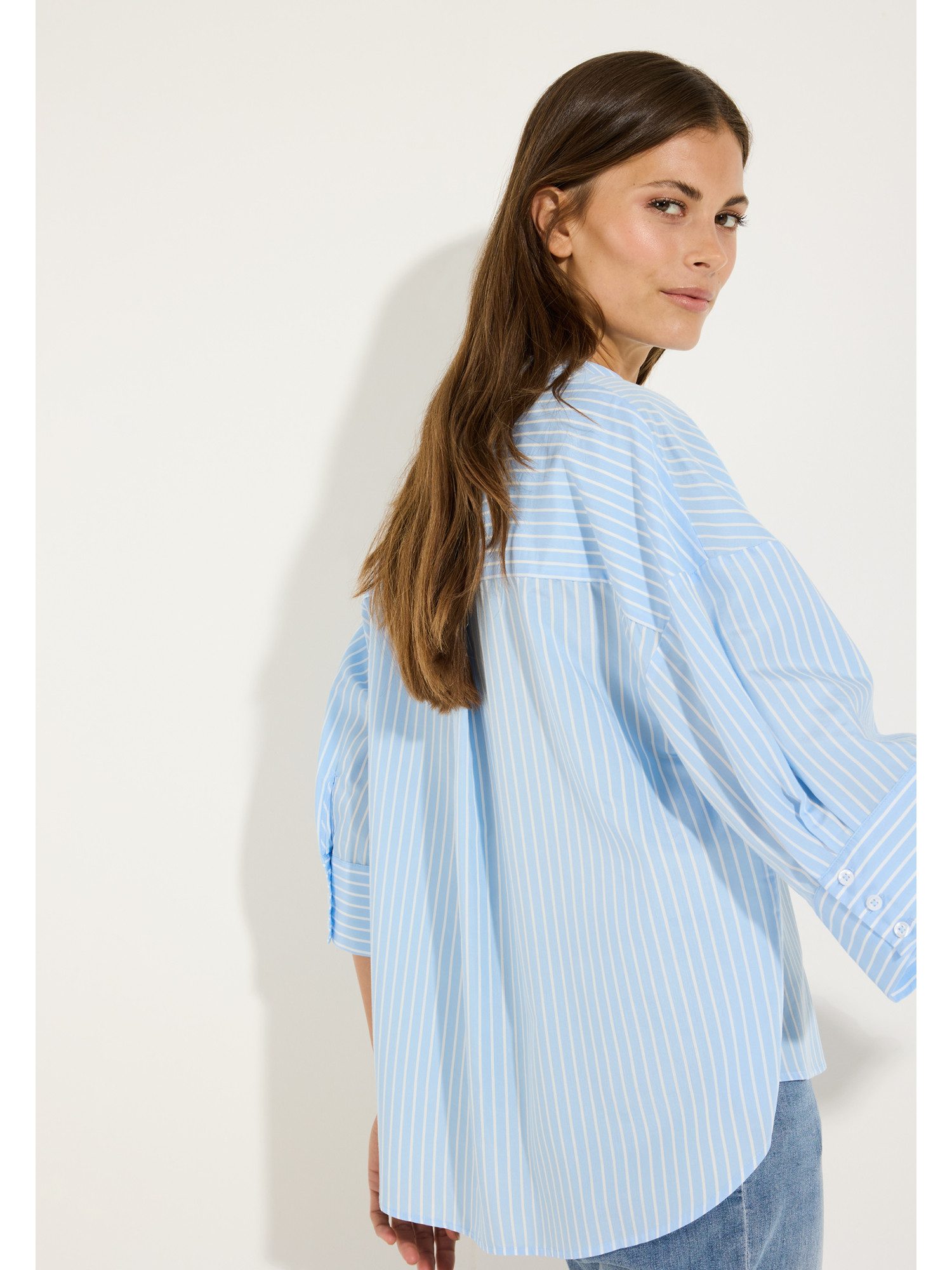 MORE&MORE Klassische Bluse weite, gestreifte 3-4 Arm Hemdbluse