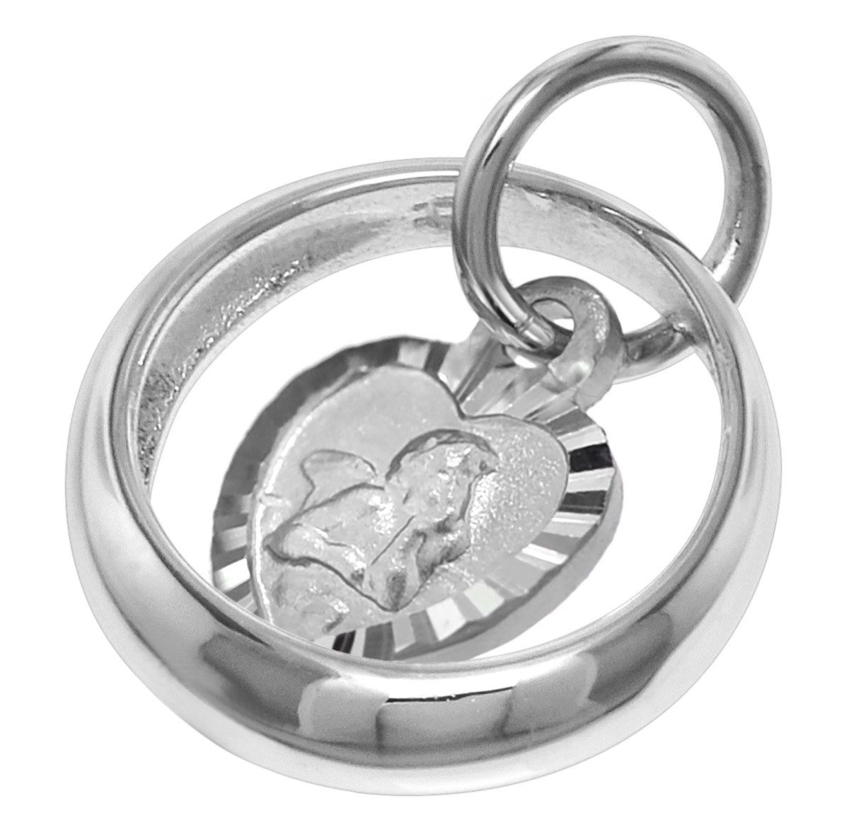 trendor Kette mit Anhänger Taufkette 925 Silber Taufring mit Engelherz