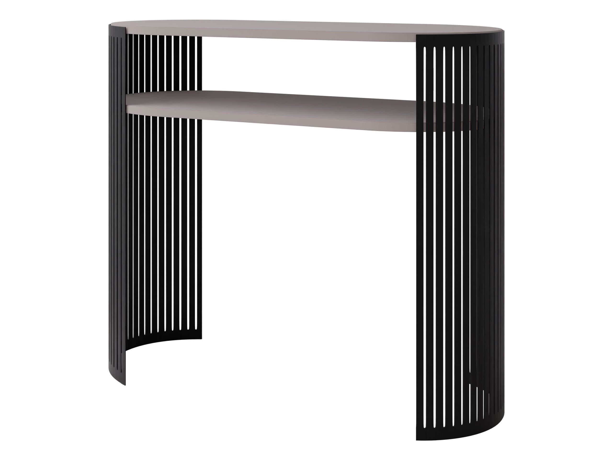 MIRJAN24 Konsolentisch Fikoli (mit Einlegeböden), Gestell aus Stahl, Schwarz pulverbeschichtet