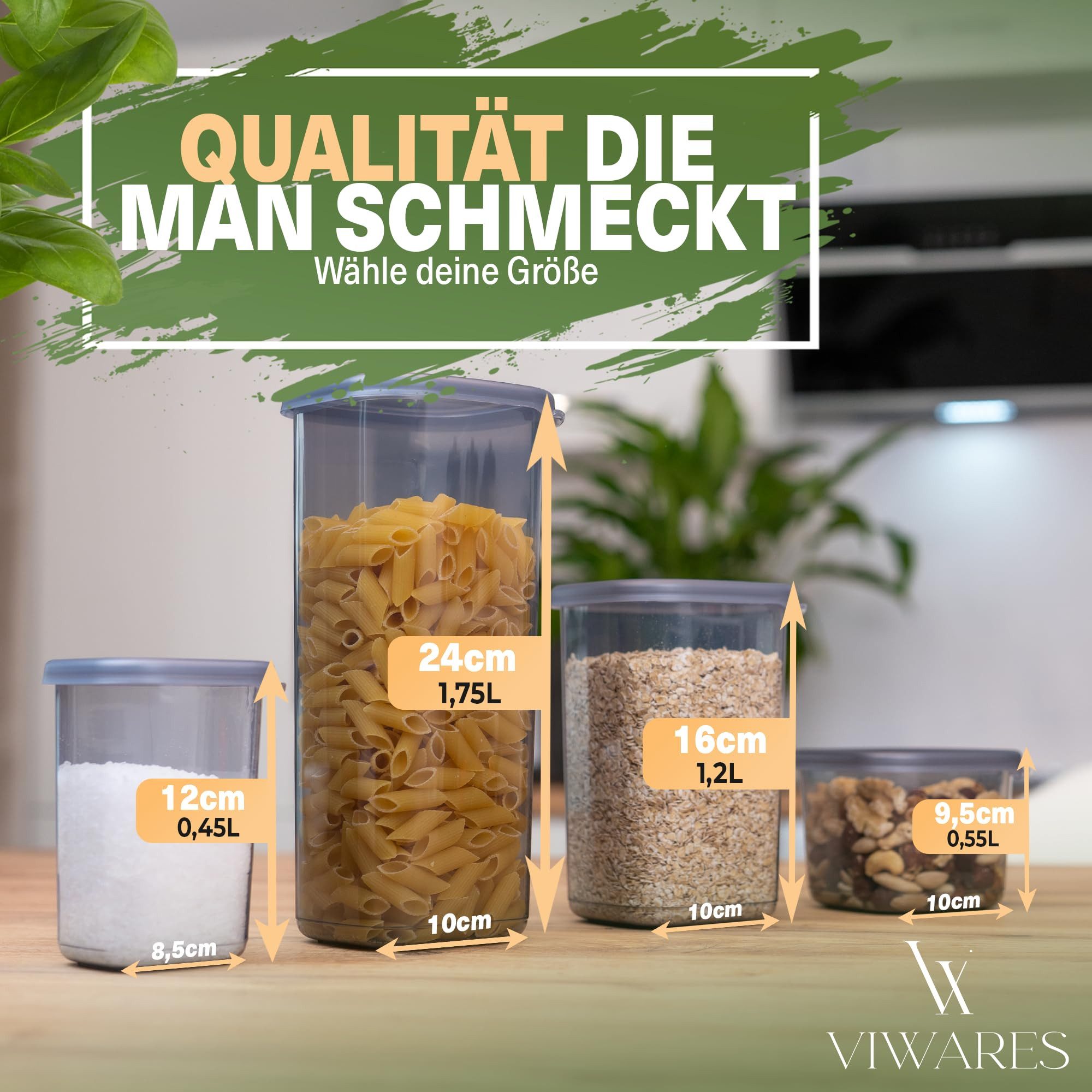 Viwares Vorratsdose Vorratsdosen Mix Eckig - SERIE PEGGY, Polypropylen, (Mix Eckig, 36-tlg., Set) – Bild 2 von 5